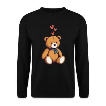 Teddy Bear Cartoon with Hearts Teddy Bear Cute - Unisex Sweatshirt - black - Front - Alina (178cm) & Michal (187cm)