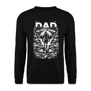 Fête des pères Papa la légende du plongeur Papa Papa - Sweat-shirt Unisexe - noir - Devant - Alina (178cm) & Michal (187cm)