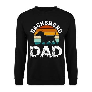 Retro Dachshund Dad Gifts for Men Fathers Day - Unisex Pullover - Schwarz - Vorne - Alina (178cm) & Michal (187cm)