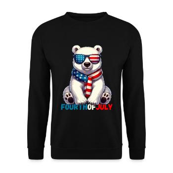 Independence Day, USA, America, Polar Bear, American - Unisex Sweatshirt - black - Front - Alina (178cm) & Michal (187cm)