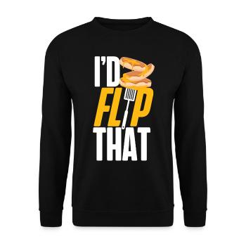Pancake Lover Kids Pun I'd Flip - Unisex Sweatshirt - black - Front - Alina (178cm) & Michal (187cm)