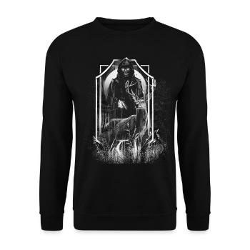 Deer, Forest, Creature, Death, Horror, Halloween, Monster - Unisex Sweatshirt - black - Front - Alina (178cm) & Michal (187cm)
