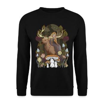 Conte de fées Conte de fées Personnage Fille Forêt Nature Cerf - Sweat-shirt Unisexe - noir - Devant - Alina (178cm) & Michal (187cm)