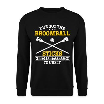I've Got The Broomball Sticks - Funny Broomball S - Unisex Sweatshirt - black - Front - Alina (178cm) & Michal (187cm)