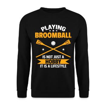 Playing Broomball Sport Broomball Player - Unisex Sweatshirt - black - Front - Alina (178cm) & Michal (187cm)