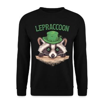 Lepraccoon Kobold Waschbär Saint Patrick Irisch - Unisex Pullover - Schwarz - Vorne - Alina (178cm) & Michal (187cm)