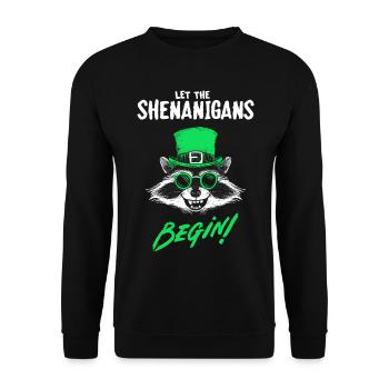 Let The Shenanigans Begin! Raccoon Irish - Unisex Sweatshirt - black - Front - Alina (178cm) & Michal (187cm)