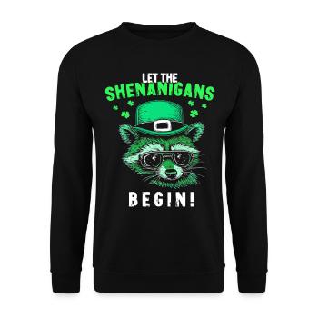 Let The Shenanigans Begin! Irish Raccoon - Unisex Sweatshirt - black - Front - Alina (178cm) & Michal (187cm)