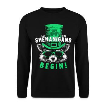 Let The Shenanigans Begin! Saint Patrick Raccoon - Unisex Sweatshirt - black - Front - Alina (178cm) & Michal (187cm)