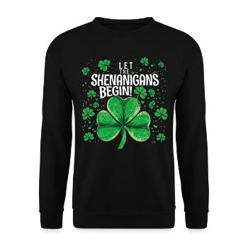 Let The Shenanigans Begin! Raccoon Saint Patrick - Unisex Sweatshirt - black - Front - Alina (178cm) & Michal (187cm)