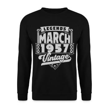 Vintage Anniversary Gift March 1957, March 1957. - Unisex Sweatshirt - black - Front - Alina (178cm) & Michal (187cm)