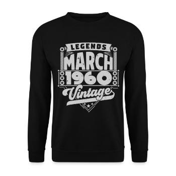 Cadeau Vintage Anniversaire mars 1960, mars 1960. - Sweat-shirt Unisexe - noir - Devant - Alina (178cm) & Michal (187cm)