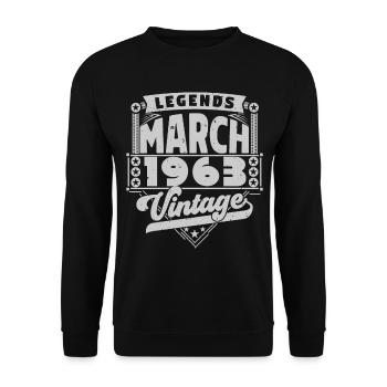 Vintage Anniversary Gift March 1963, March 1963. - Unisex Sweatshirt - black - Front - Alina (178cm) & Michal (187cm)