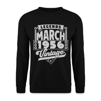 Cadeau Vintage Anniversaire mars 1956, mars 1956. - Sweat-shirt Unisexe - noir - Devant - Alina (178cm) & Michal (187cm)