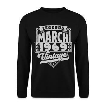 Cadeau Vintage Anniversaire mars 1969, mars 1969. - Sweat-shirt Unisexe - noir - Devant - Alina (178cm) & Michal (187cm)