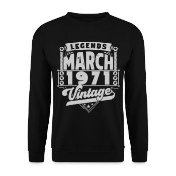 Vintage Anniversary Gift March 1971, March 1971. - Unisex Sweatshirt - black - Front - Alina (178cm) & Michal (187cm)