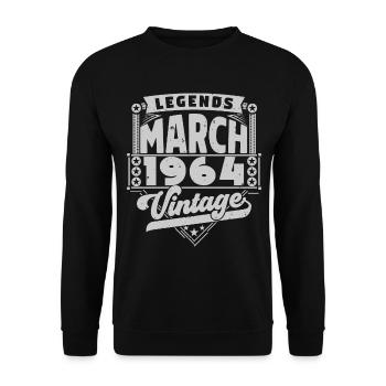 Vintage Anniversary Gift March 1964, March 1964. - Unisex Sweatshirt - black - Front - Alina (178cm) & Michal (187cm)