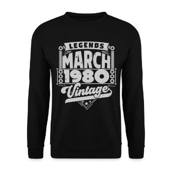 Vintage Anniversary Gift March 1980, March 1980. - Unisex Sweatshirt - black - Front - Alina (178cm) & Michal (187cm)