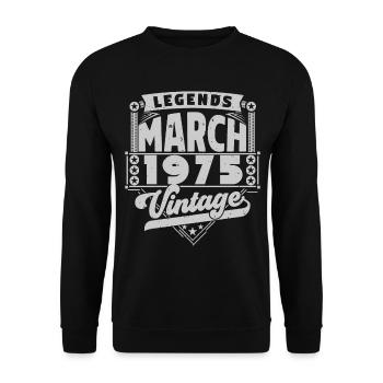 Vintage Anniversary Gift March 1975, March 1975. - Unisex Sweatshirt - black - Front - Alina (178cm) & Michal (187cm)