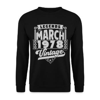 Vintage Anniversary Gift March 1978, March 1978. - Unisex Sweatshirt - black - Front - Alina (178cm) & Michal (187cm)