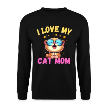 Chats, Maman, Chat, Maman, Fête Des Mères, Mignon, Miaou - Sweat-shirt Unisexe - noir - Devant - Alina (178cm) & Michal (187cm)