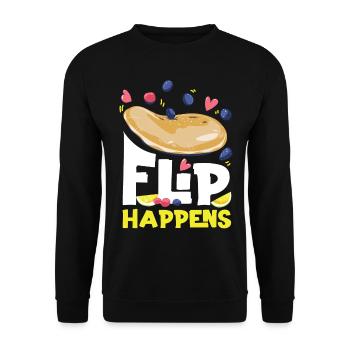 Pancake Lover Kids Pun Flip - Unisex Sweatshirt - black - Front - Alina (178cm) & Michal (187cm)