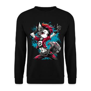 Werewolf Punk, Punk, Punkrock, Wolf, Fun, - Unisex Sweatshirt - black - Front - Alina (178cm) & Michal (187cm)