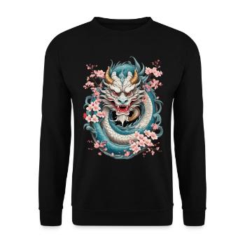 Japanese Dragon Picture Tattoo Aesthetic - Unisex Sweatshirt - black - Front - Alina (178cm) & Michal (187cm)