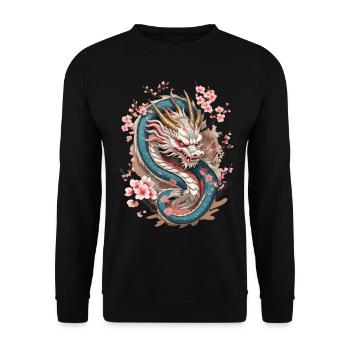 Design esthétique streetwear dragon japonais - Sweat-shirt Unisexe - noir - Devant - Alina (178cm) & Michal (187cm)