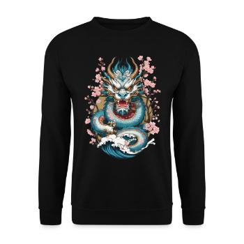 Japanese Dragon Tattoo Aesthetic Streetwear - Unisex Sweatshirt - black - Front - Alina (178cm) & Michal (187cm)
