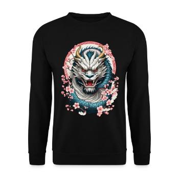 Japanese Dragon Tattoo Aesthetic Streetwear - Unisex Sweatshirt - black - Front - Alina (178cm) & Michal (187cm)