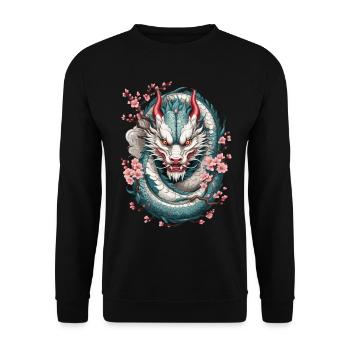 Japanischer Drache Design Aesthetic Streetwear - Unisex Pullover - Schwarz - Vorne - Alina (178cm) & Michal (187cm)