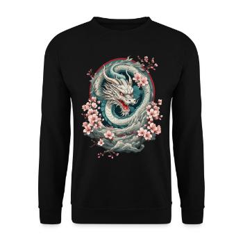 Design streetwear esthétique du dragon japonais - Sweat-shirt Unisexe - noir - Devant - Alina (178cm) & Michal (187cm)