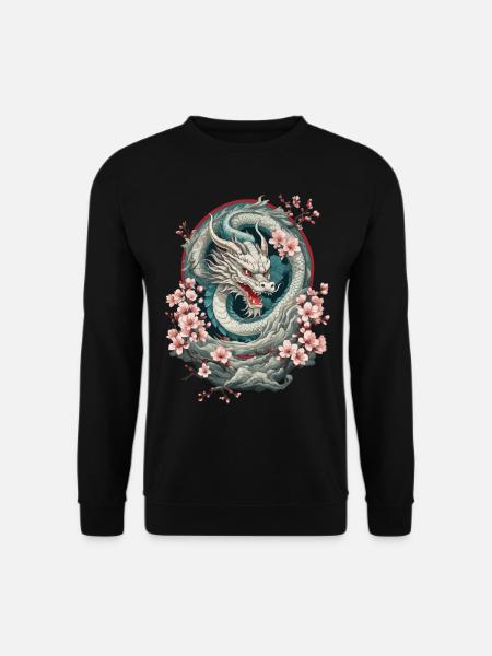 Japanischer Drache Aesthetic Streetwear Design - Unisex Pullover - Schwarz