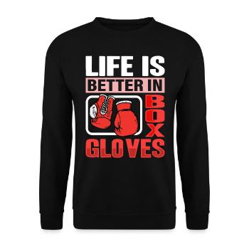Life is better in Box Gloves - Unisex Sweatshirt - black - Front - Alina (178cm) & Michal (187cm)