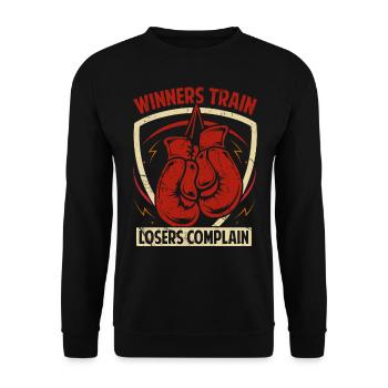 Winners train Losers Complain - Unisex Sweatshirt - black - Front - Alina (178cm) & Michal (187cm)