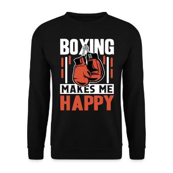 Boxen macht mich glücklich - Unisex Pullover - Schwarz - Vorne - Alina (178cm) & Michal (187cm)