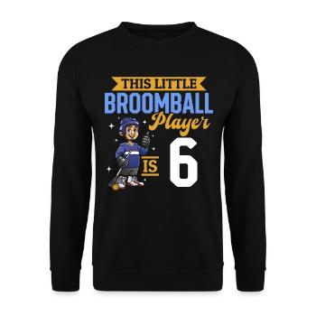 Broomball Player Kids 6th Birthday Broomball - Unisex Sweatshirt - black - Front - Alina (178cm) & Michal (187cm)