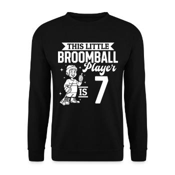 Ce petit joueur de ballon-balai a 7 ans - Broo - Sweat-shirt Unisexe - noir - Devant - Alina (178cm) & Michal (187cm)
