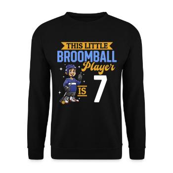 Broomball Player Kids 7th Birthday Broomball - Unisex Pullover - Schwarz - Vorne - Alina (178cm) & Michal (187cm)