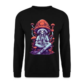 Vivid Colors Woodland Mushrooms Psychedelic Art - Unisex Sweatshirt - black - Front - Alina (178cm) & Michal (187cm)