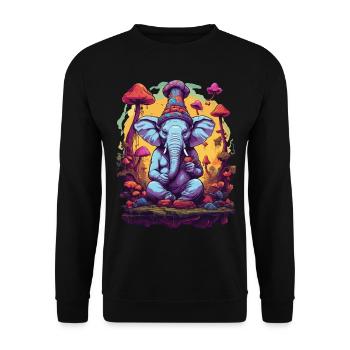 Elephant Psychedelic Art Music Festival Colors - Unisex Sweatshirt - black - Front - Alina (178cm) & Michal (187cm)