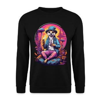 Meerkat Psychedelic Art Music Festival Forest - Unisex Sweatshirt - black - Front - Alina (178cm) & Michal (187cm)