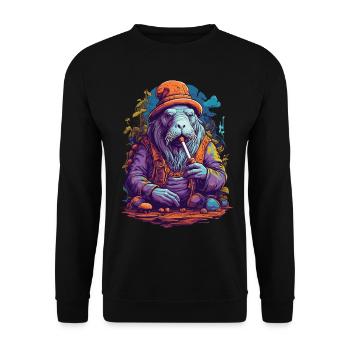 Walrus Psychedelic Art Music Festival Colors - Unisex Sweatshirt - black - Front - Alina (178cm) & Michal (187cm)