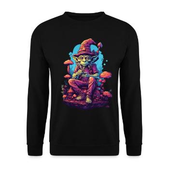 Alien Psychedelic Art Forest Mushrooms Music - Unisex Sweatshirt - black - Front - Alina (178cm) & Michal (187cm)