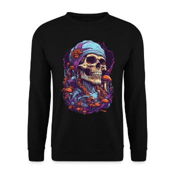 Vivid Colors Music Forest Mushrooms Psychedelic - Unisex Sweatshirt - black - Front - Alina (178cm) & Michal (187cm)