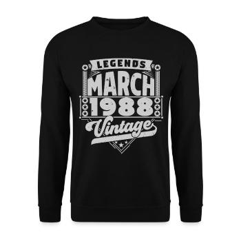 Cadeau Vintage Anniversaire mars 1988, mars 1988. - Sweat-shirt Unisexe - noir - Devant - Alina (178cm) & Michal (187cm)