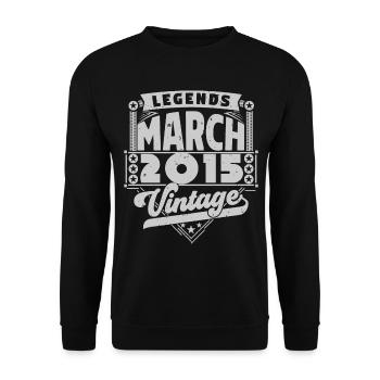 Cadeau Vintage Anniversaire mars 2015, mars 2015. - Sweat-shirt Unisexe - noir - Devant - Alina (178cm) & Michal (187cm)
