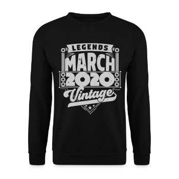 Cadeau Vintage Anniversaire mars 2020, mars 2020. - Sweat-shirt Unisexe - noir - Devant - Alina (178cm) & Michal (187cm)