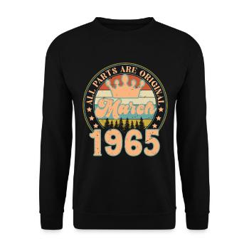 Mars 1965. Cadeau d’anniversaire mars 1965. March. - Sweat-shirt Unisexe - noir - Devant - Alina (178cm) & Michal (187cm)